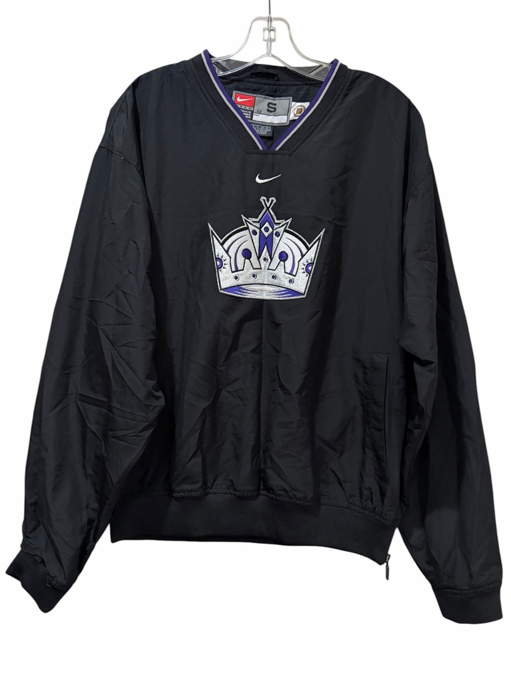 Nike Vintage Small Los Angeles Kings NHL Black Pull Over Windbreaker Jacket B4